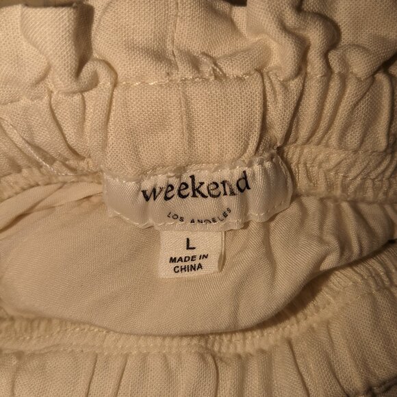 WEEKEND LA Arlo Linen Pants Womens Large Cream White Lounge Pockets Neutral Cozy - Picture 13 of 15